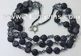 CGN806 23.5 inches 3 rows chinese crystal & blue goldstone necklaces