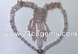 CGN810 19.5 inches chinese crystal & rose quartz statement necklaces