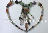 CGN818 19.5 inches chinese crystal & mixed gemstone statement necklaces