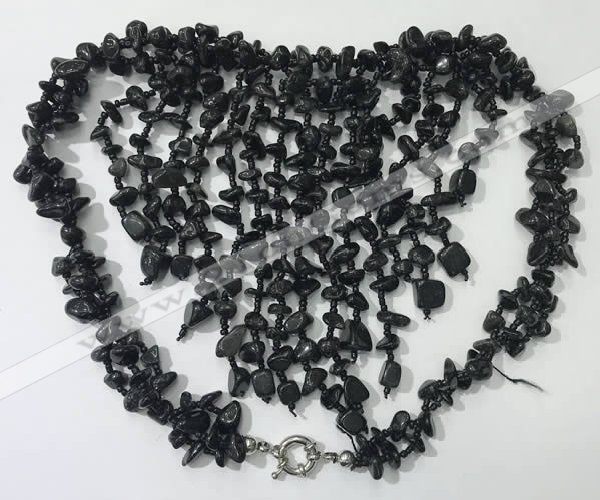 CGN834 20 inches stylish black obsidian statement necklaces