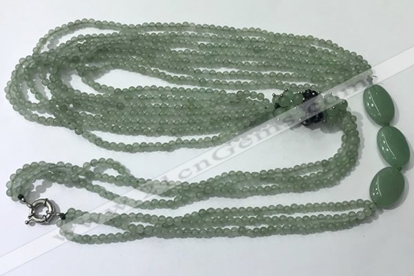 CGN846 30 inches trendy green aventurine long beaded necklaces