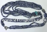 CGN848 30 inches trendy blue spot stone long beaded necklaces