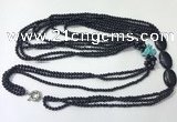 CGN849 30 inches trendy blue goldstone long beaded necklaces