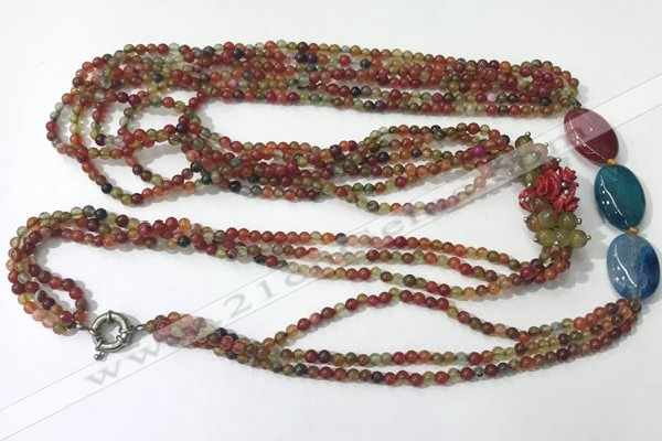 CGN852 30 inches trendy agate long beaded necklaces