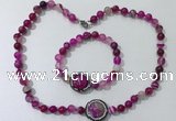 CGN872 19.5 inches 8mm round striped agate jewelry sets