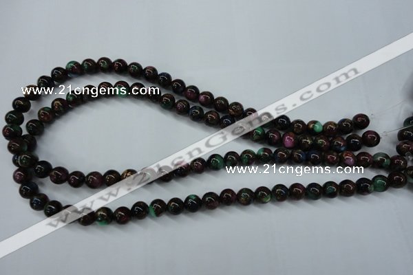 CGO03 15.5 inches 8mm round gold multi-color stone beads