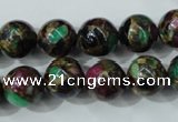 CGO04 15.5 inches 10mm round gold multi-color stone beads