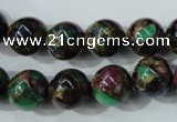 CGO05 15.5 inches 12mm round gold multi-color stone beads