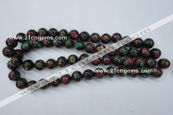 CGO06 15.5 inches 14mm round gold multi-color stone beads