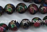 CGO07 15.5 inches 16mm round gold multi-color stone beads