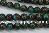 CGO101 15.5 inches 6mm round gold green color stone beads