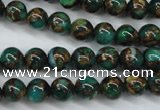 CGO102 15.5 inches 8mm round gold green color stone beads