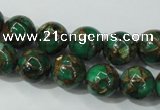 CGO103 15.5 inches 10mm round gold green color stone beads