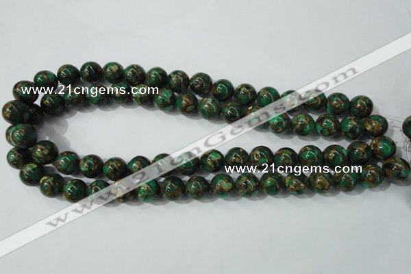 CGO104 15.5 inches 12mm round gold green color stone beads