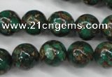 CGO106 15.5 inches 16mm round gold green color stone beads