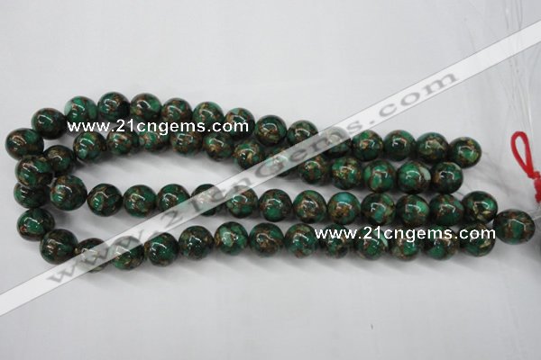 CGO106 15.5 inches 16mm round gold green color stone beads