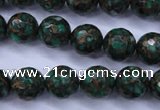 CGO114 15.5 inches 12mm faceted round gold green color stone beads