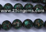 CGO115 15.5 inches 14mm faceted round gold green color stone beads