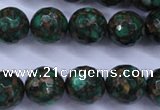 CGO116 15.5 inches 16mm faceted round gold green color stone beads