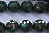 CGO117 15.5 inches 18mm faceted round gold green color stone beads