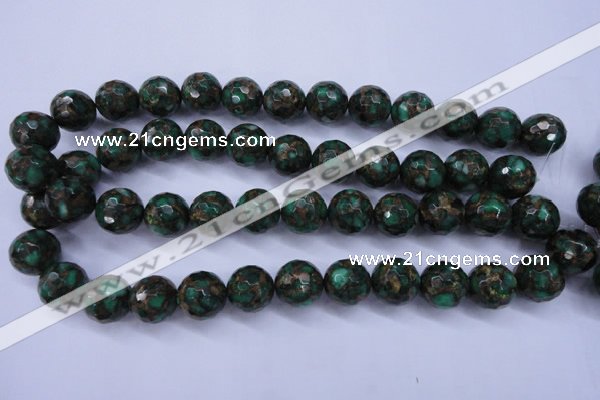 CGO117 15.5 inches 18mm faceted round gold green color stone beads