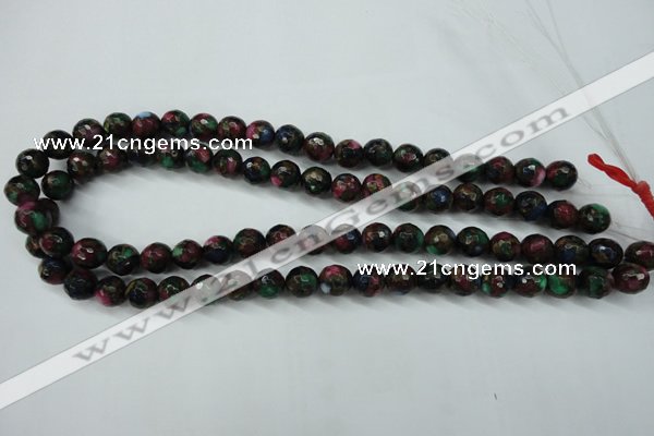 CGO12 15.5 inches 8mm faceted round gold multi-color stone beads