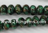 CGO122 15.5 inches 8*12mm rondelle gold green color stone beads