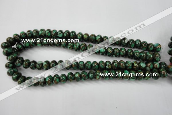 CGO122 15.5 inches 8*12mm rondelle gold green color stone beads