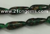 CGO135 15.5 inches 8*20mm faceted teardrop gold green color stone beads