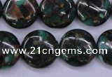 CGO144 15.5 inches 20mm flat round gold green color stone beads