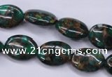 CGO146 15.5 inches 10*14mm oval gold green color stone beads