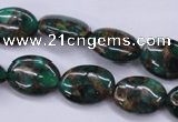 CGO147 15.5 inches 12*16mm oval gold green color stone beads