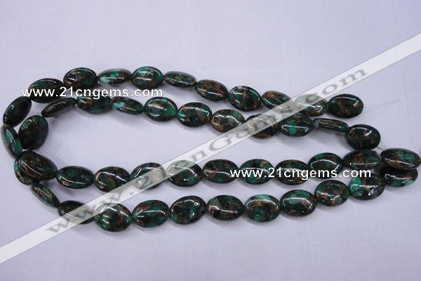 CGO148 15.5 inches 13*18mm oval gold green color stone beads