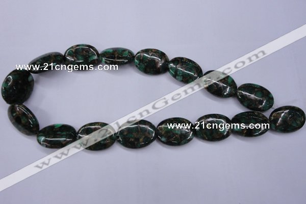 CGO150 15.5 inches 18*25mm oval gold green color stone beads