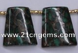 CGO155 Top-drilled 22*28mm trapezoid gold green color stone beads