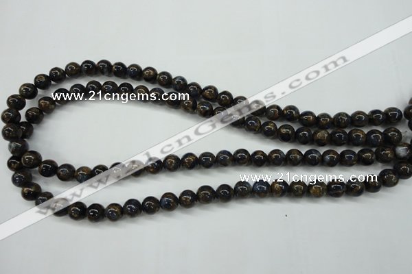 CGO161 15.5 inches 6mm round gold blue color stone beads