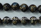 CGO164 15.5 inches 12mm round gold blue color stone beads