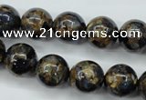 CGO165 15.5 inches 14mm round gold blue color stone beads