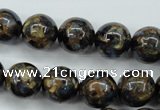 CGO166 15.5 inches 16mm round gold blue color stone beads