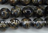 CGO167 15.5 inches 18mm round gold blue color stone beads