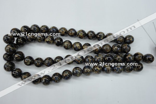 CGO167 15.5 inches 18mm round gold blue color stone beads