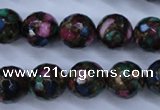 CGO17 15.5 inches 16mm faceted round gold multi-color stone beads