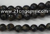 CGO171 15.5 inches 6mm faceted round gold blue color stone beads