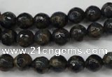 CGO172 15.5 inches 8mm faceted round gold blue color stone beads