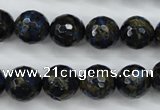 CGO175 15.5 inches 14mm faceted round gold blue color stone beads