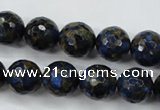 CGO176 15.5 inches 16mm faceted round gold blue color stone beads