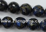 CGO178 15.5 inches 20mm faceted round gold blue color stone beads