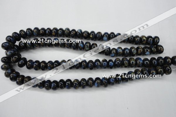 CGO182 15.5 inches 8*12mm rondelle gold blue color stone beads