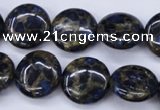 CGO202 15.5 inches 16mm flat round gold blue color stone beads