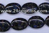 CGO206 15.5 inches 10*14mm oval gold blue color stone beads